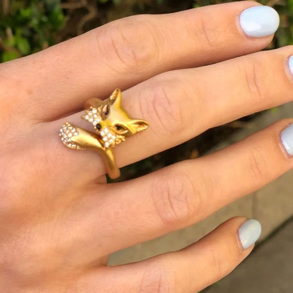 Kate Spade New York So Foxy Fox Head Ring ~ Pave Rhinestone Open Wrap Ring - Picture 12 of 13